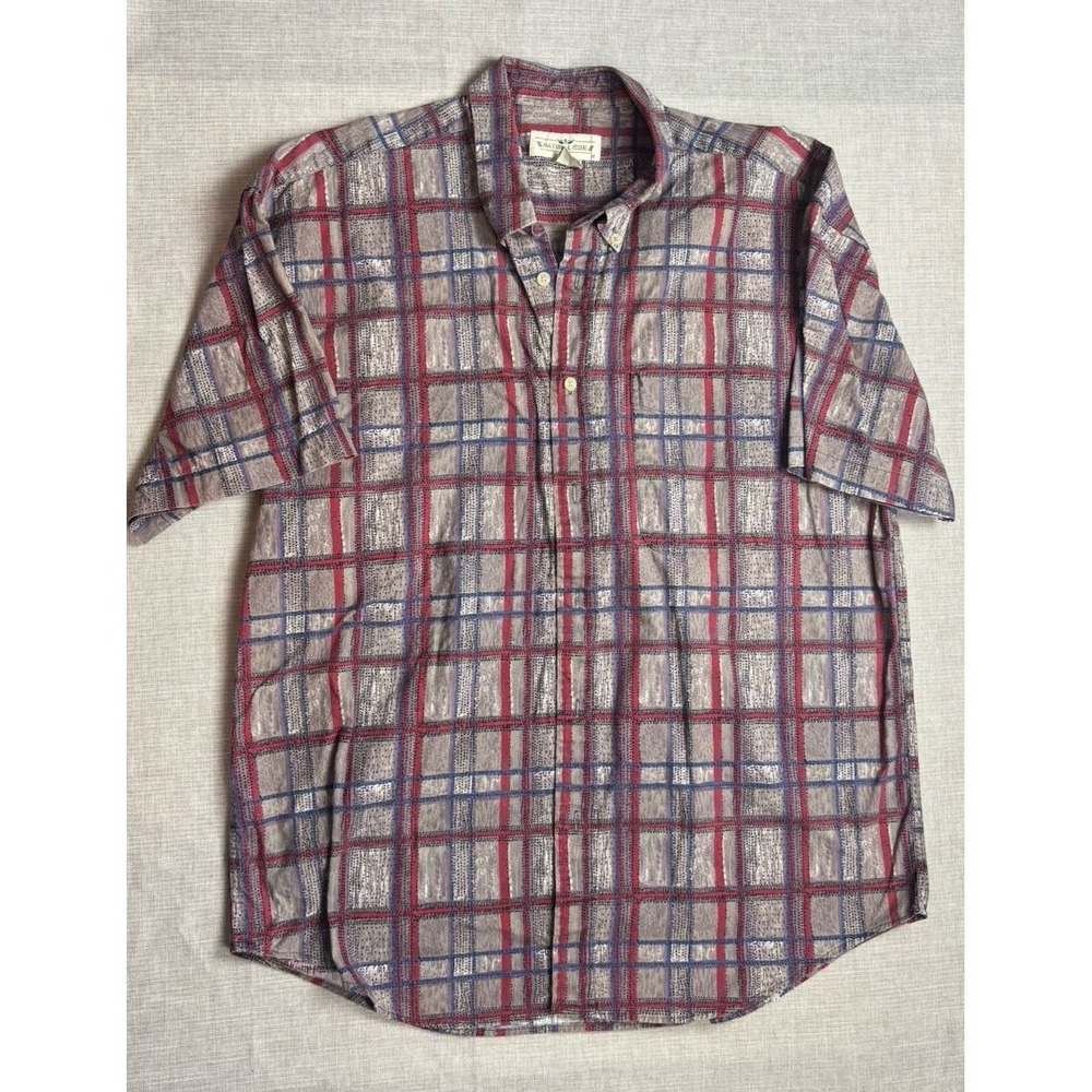 Natural Issue Shirt Mens XL Plaid Button Up Short Sleeve Cotton Vintage‎